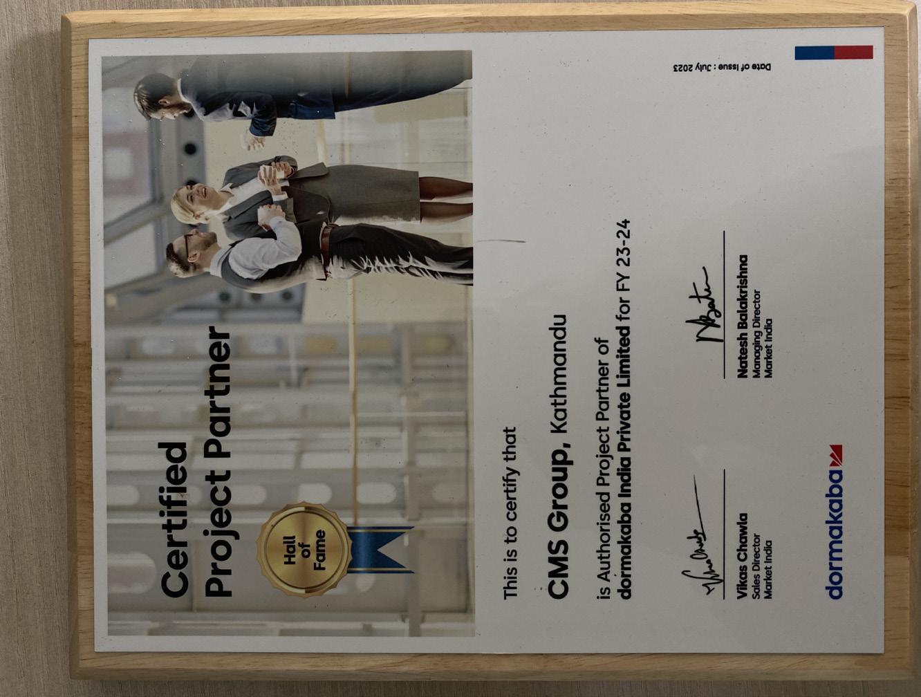 Dormakaba certificate