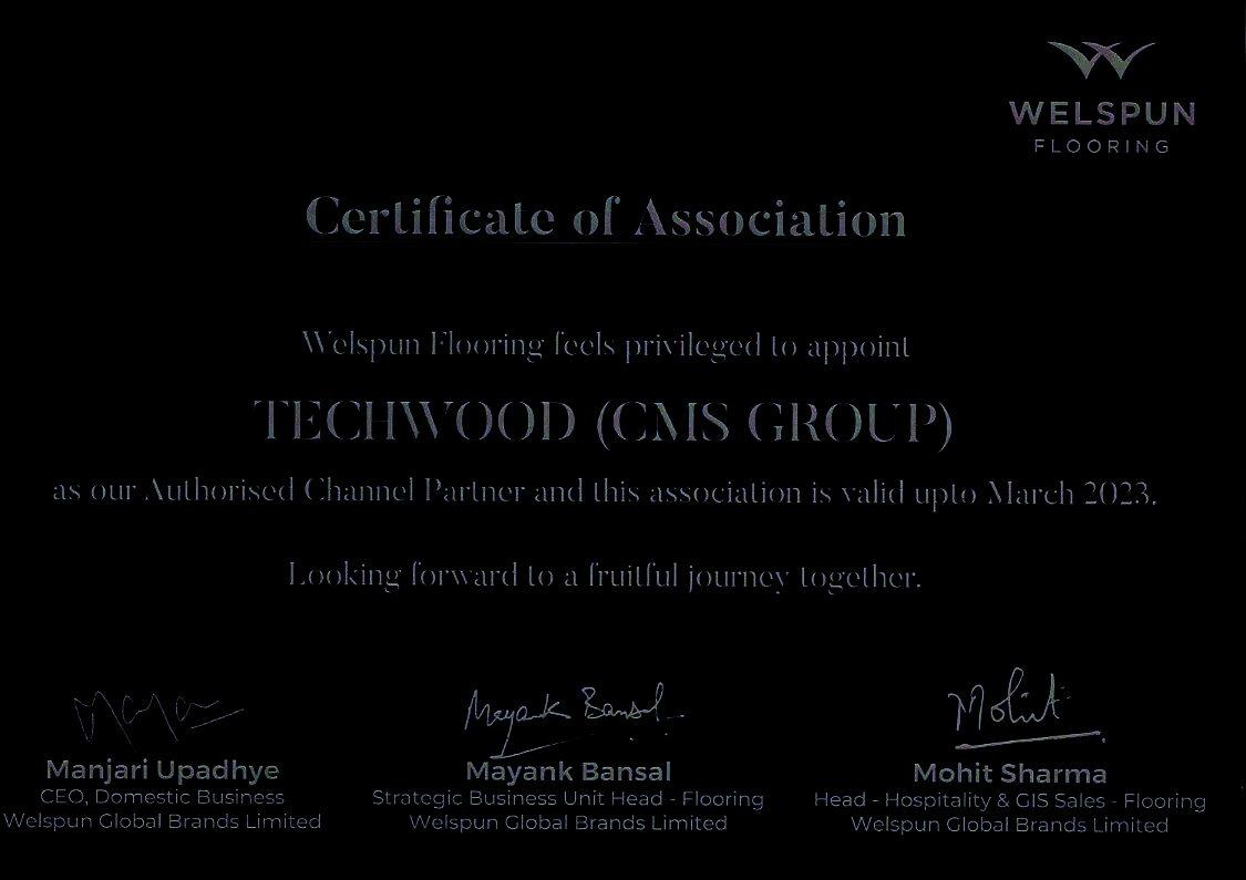 Welspun Flooring certificate
